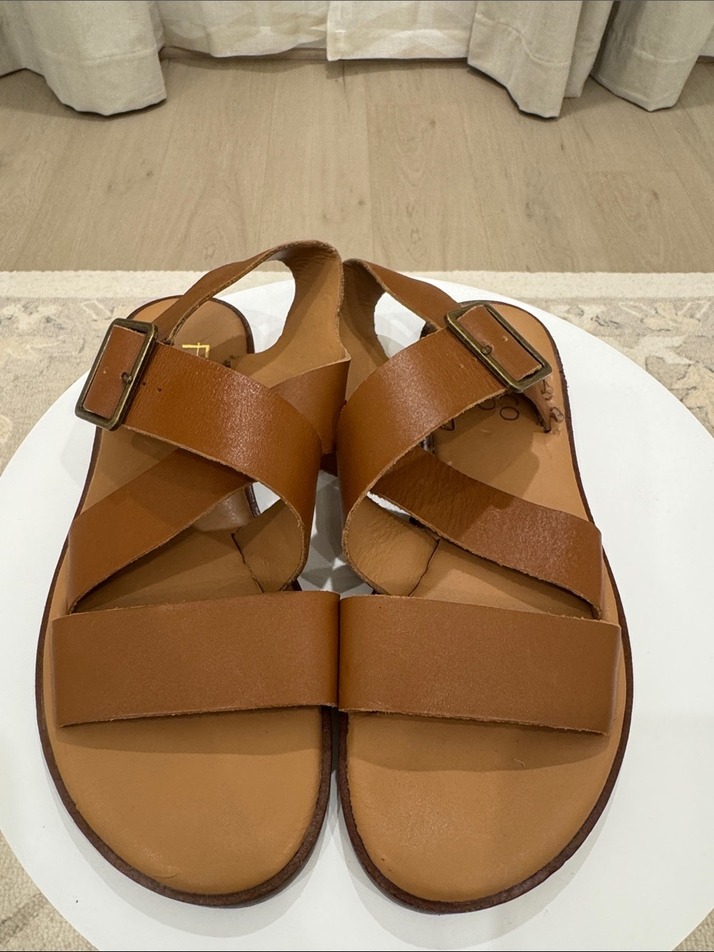Franco Sarto Tan Leather Slingback Sandals